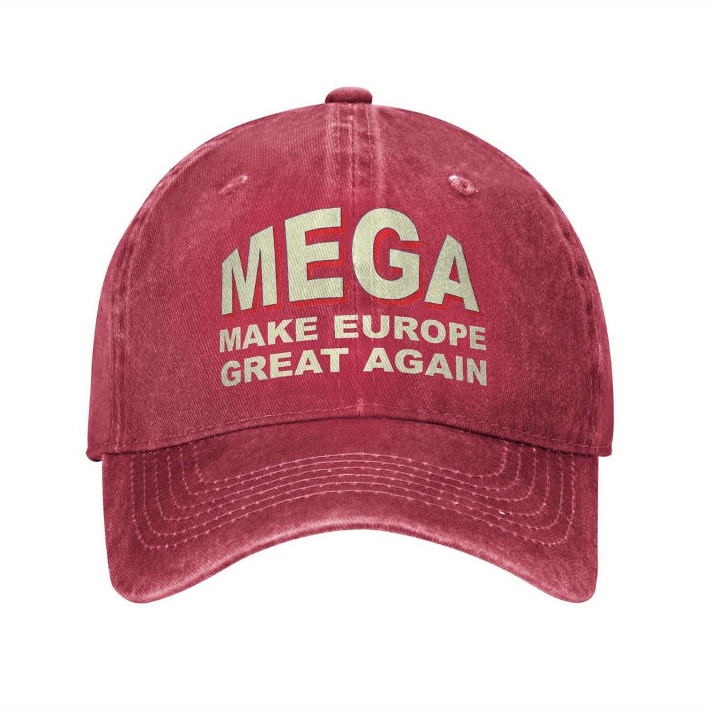 MEGA MAKE EUROPE GREAT AGAIN Verstellbare Baseballkappe - Schwarz, Vintage-Stil, Lässige Kopfbedeckung