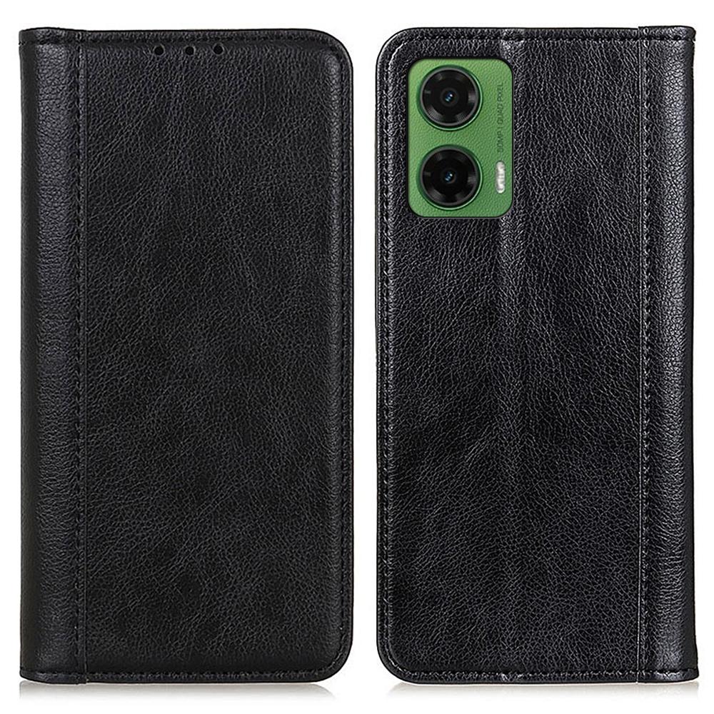 

For Motorola Moto G35 5G Stand Case Split Leather Litchi Texture Wallet Phone Cover A