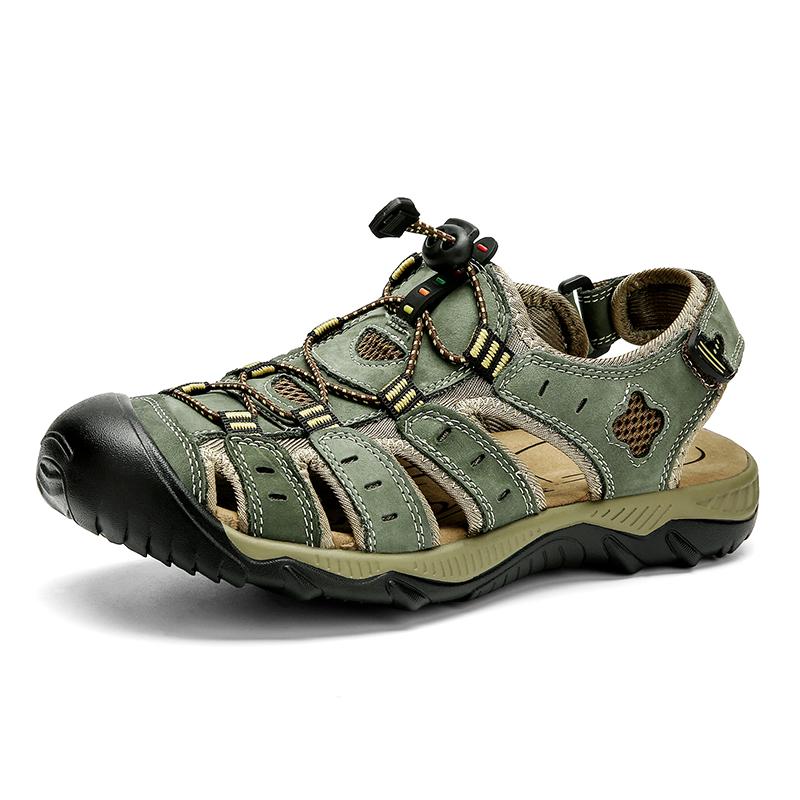 Large Size Summer Outdoor Men Beach Sandals Roman Style Genuine Leather Men Sandals