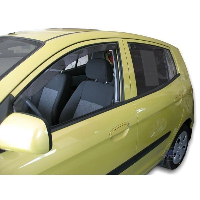 Déflecteurs d'air pour Kia Picanto 2004-2010 4pcs Fumé - Acrylique renforcé - Installation facile