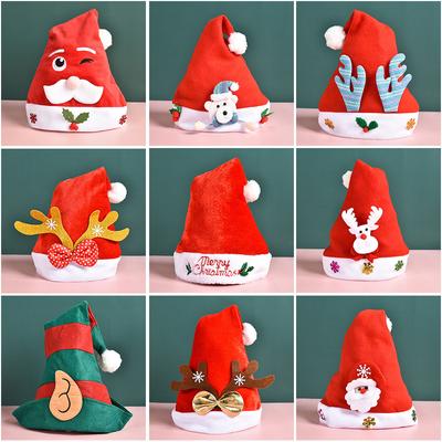 Christmas Adult Red Christmas Hat, Printed Glow Hat Santa Claus Children'S Christmas Hat Decorative Supplies