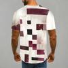 Women Short Sleeve Crew Neck T Shirt White Red Gradient Vertical Line Dot Abstract Print Top