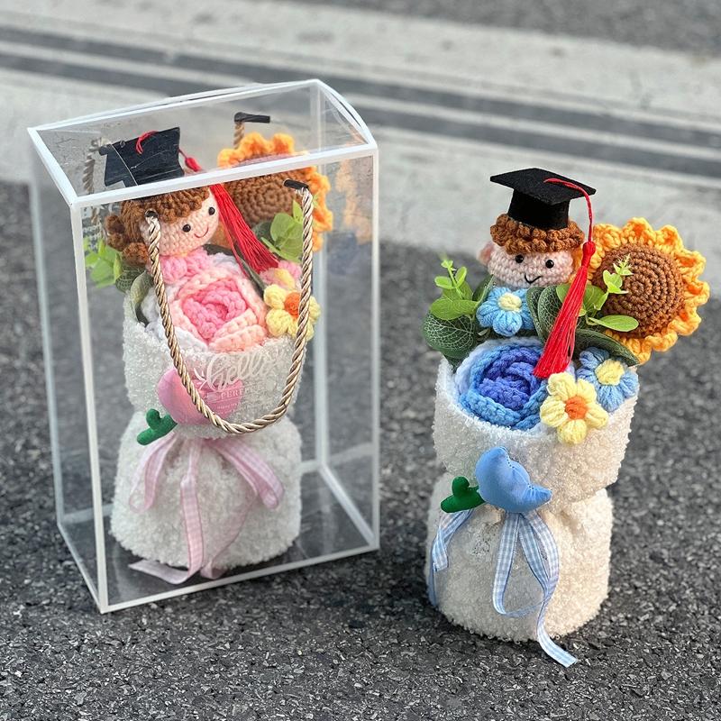 Handmade Artificial Flowers Graduation Sunflower Bouquets Diy Bouquet Crochet Flowers Valentine'S Mother'S Day Birthday Gift Items