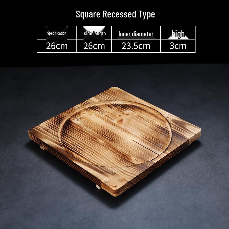High-Temperature Resistant Fir Wood Heat Insulation Tray for Clay Pot Grilling