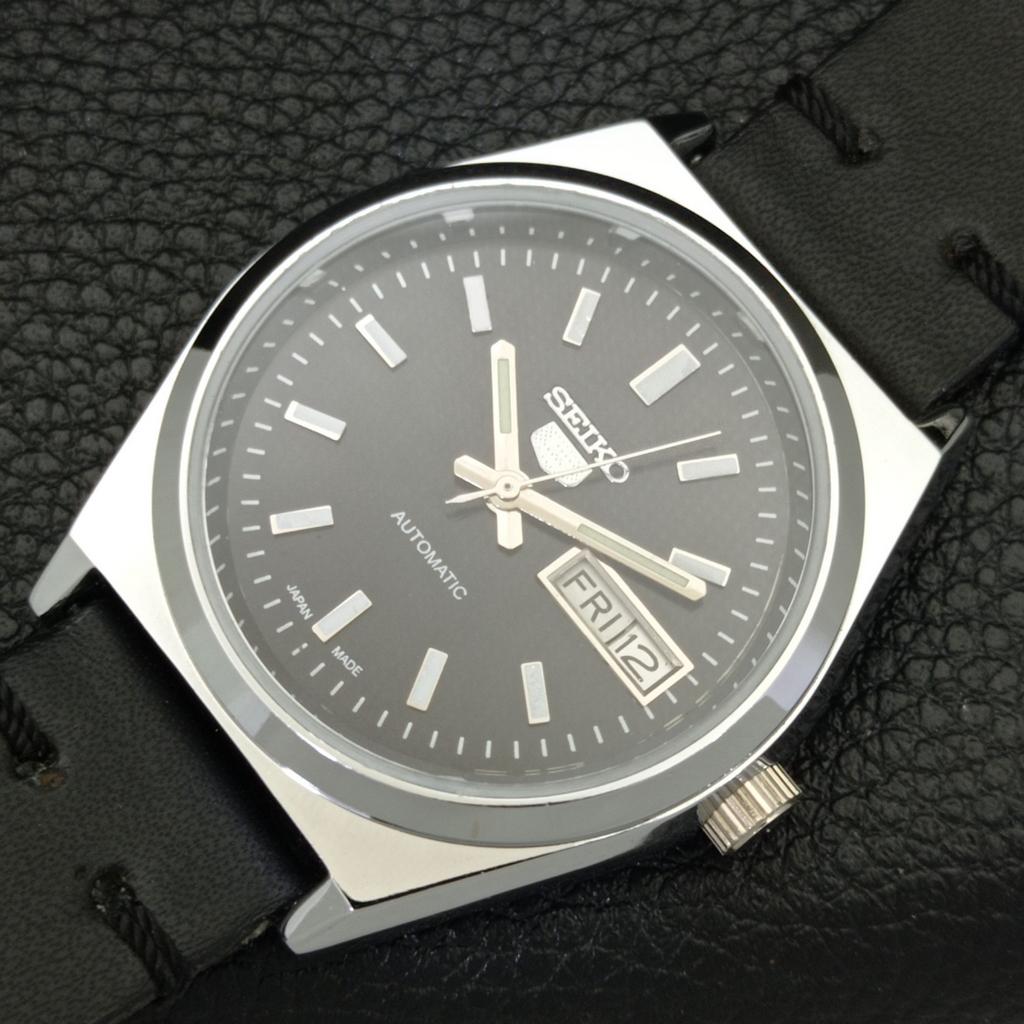 VINTAGE SEIKO 5 AUTOMATIC REFURBISHED JAPAN MENS BLACK DIAL WATCH A440665-9 Sk-a440665-1