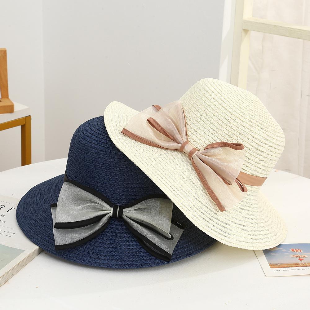 My Extreme Outdoor Activities Women's Beige Summer Straw Hat Big Wide Brim Foldable Beach Sun Hat Straw Floppy Sun Block Uv Protection Hat Outdoor Travel Straw Cap 54-59Cm