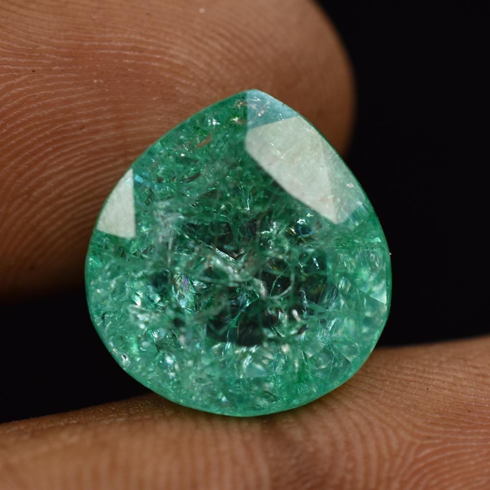 Natural Green Emerald Loose Gemstone 15.50 ct Pear Cut Making for Jewelry Making and Gem Collections