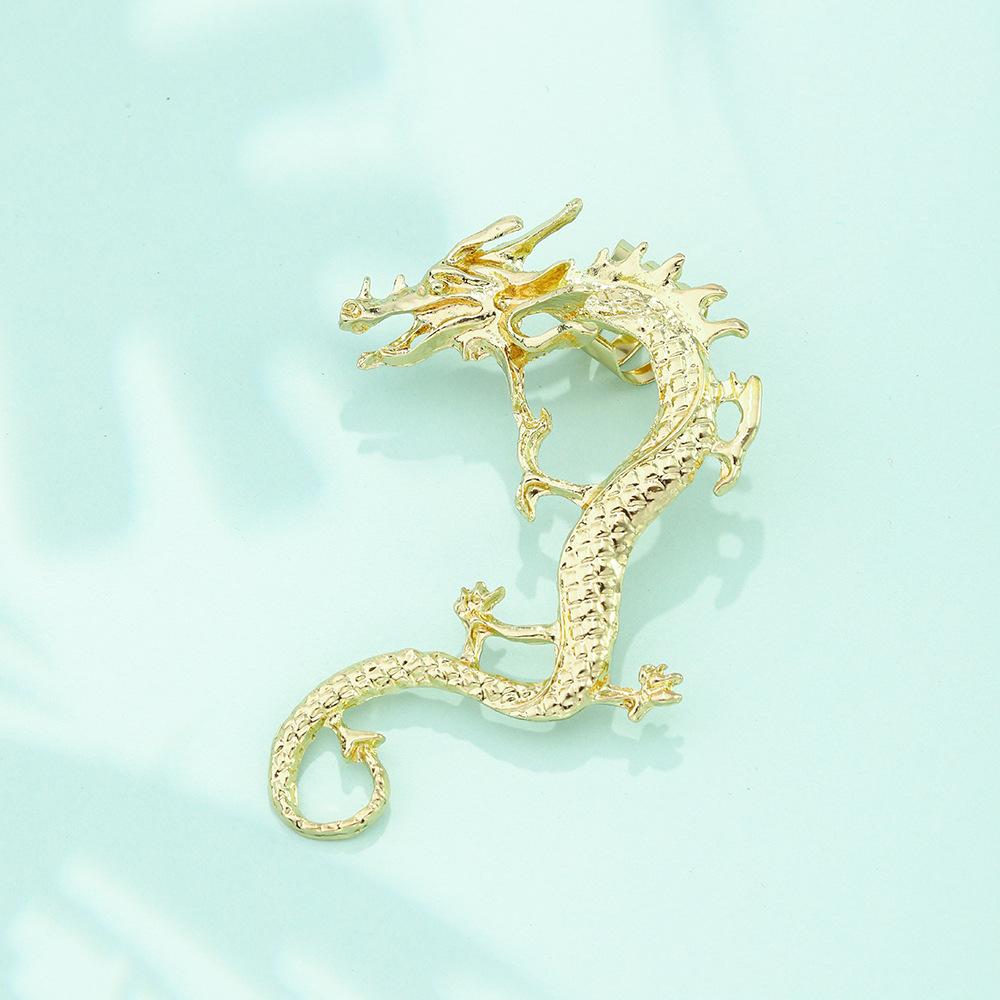 Chinese Dragon Unique Alloy Earrings Trendy Street Style Animal Zodiac Jewelry