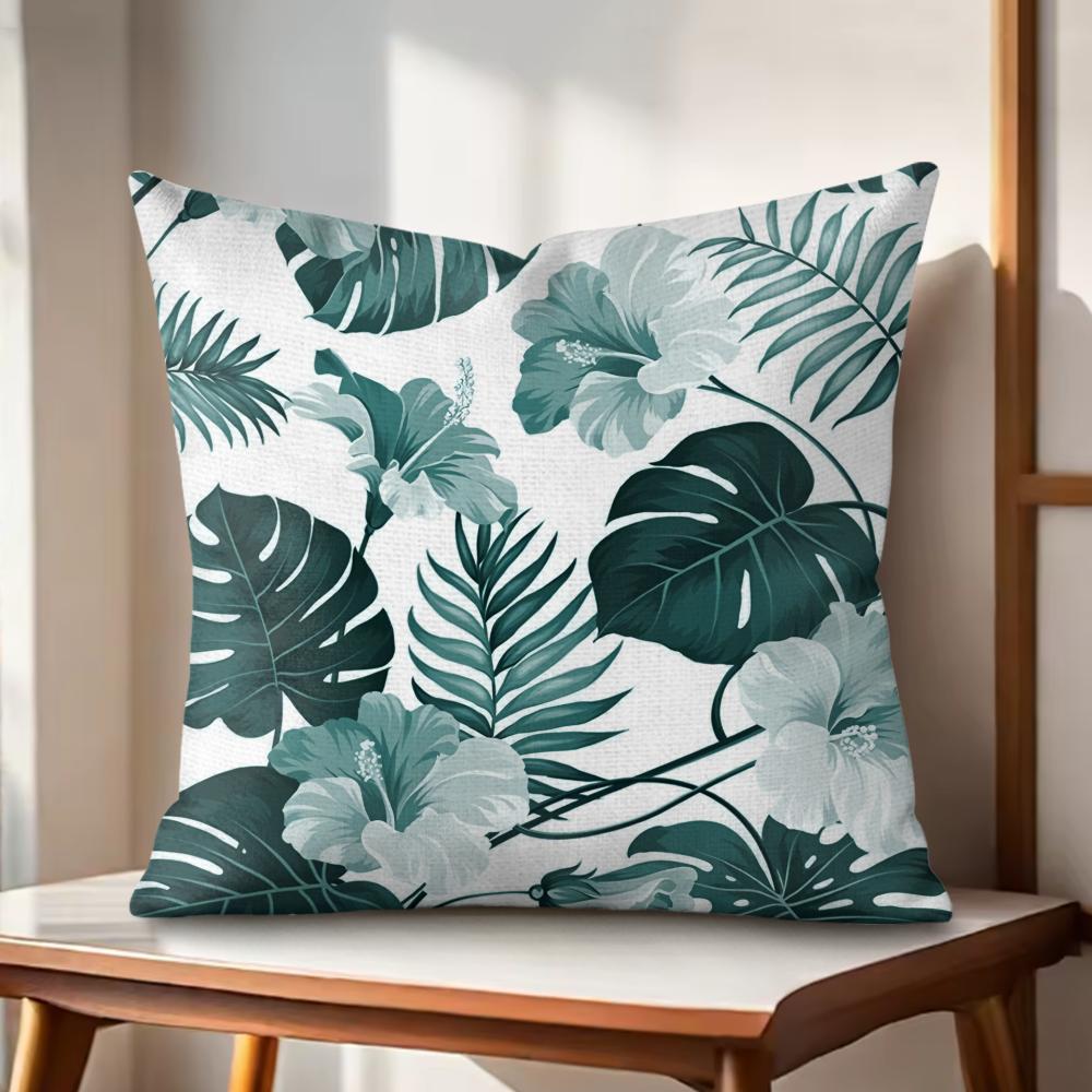 Monstera Deliciosa Art Cushion Cover Natural Linen Organic Fabric DoubleSided Printing Couch Pillow Covers Home Decor