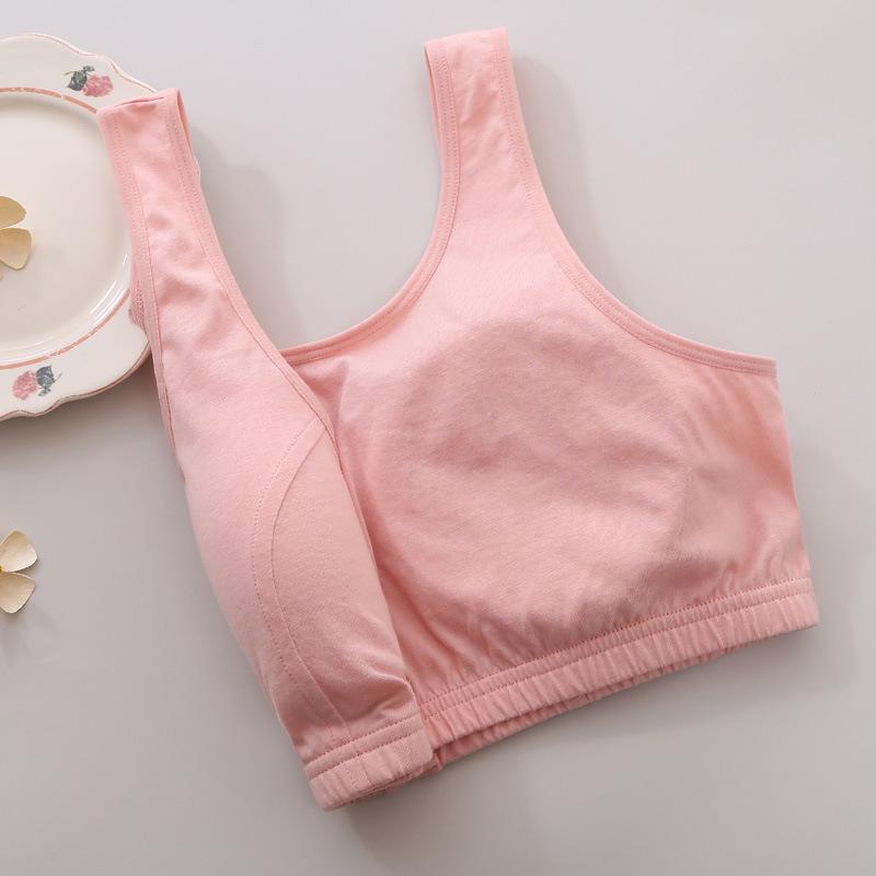 Zhangyan Pastoral Style Pure Cotton Bra: Large Cup, Front Buckle, Wide Back, Comfortable & Breathable for Middle-Aged and Elderly.