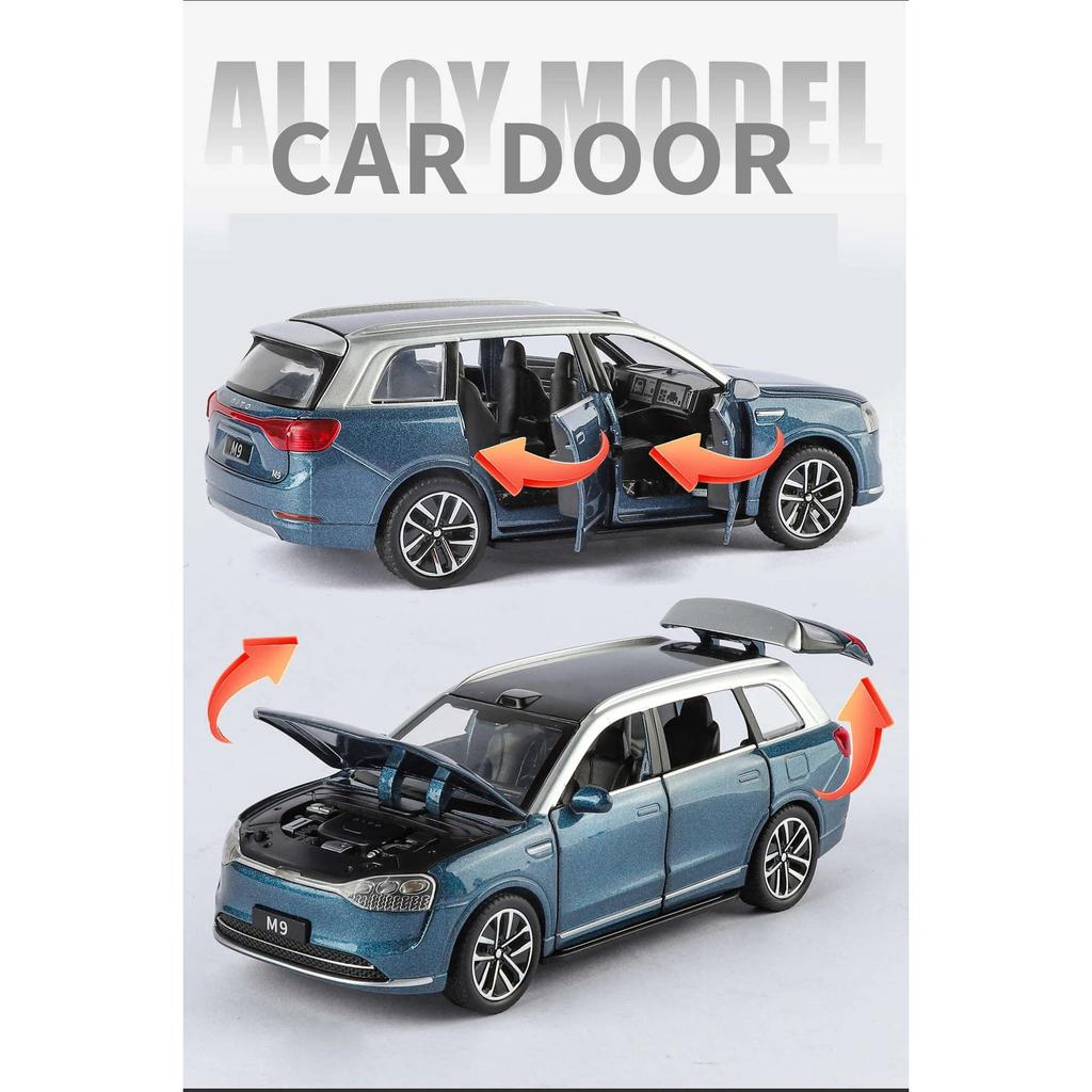 1/32 AITO M9 SUV Alloy New Energy Car Model Diecasts Metal Luxy Vehicles Car Model Simulation Sound and Light Childrens Toy Gift