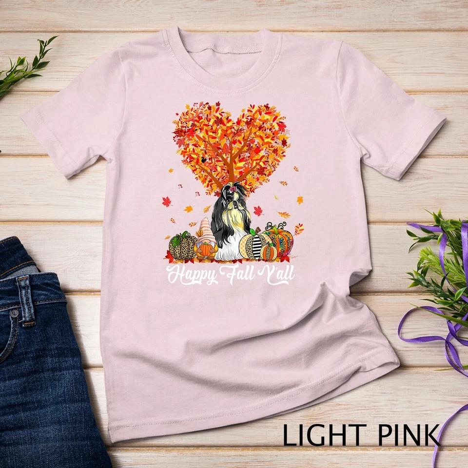 Happy Fall Y all Funny Shih Tzu Autumn Pumpkins Unisex T-shirt 8 L