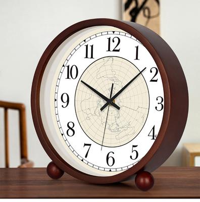 Solid Wood Table Clock Creative Table Top Study Room Seat Clock Simple Table Clock Living Room Home Placement Desktop Ornament Sitting Clock
