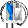 Coque pour iPhone 17 Pro Max, Protection Antichoc Rigide Transparent avec Cordon Noir Blanc