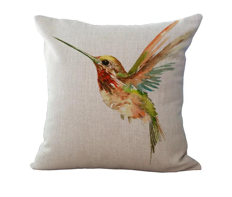 Cushion Case Linen Printed Birds Patterns Cover Car Sofa Throw Pillows Decorative Pillowcase almofada decorativos cojines