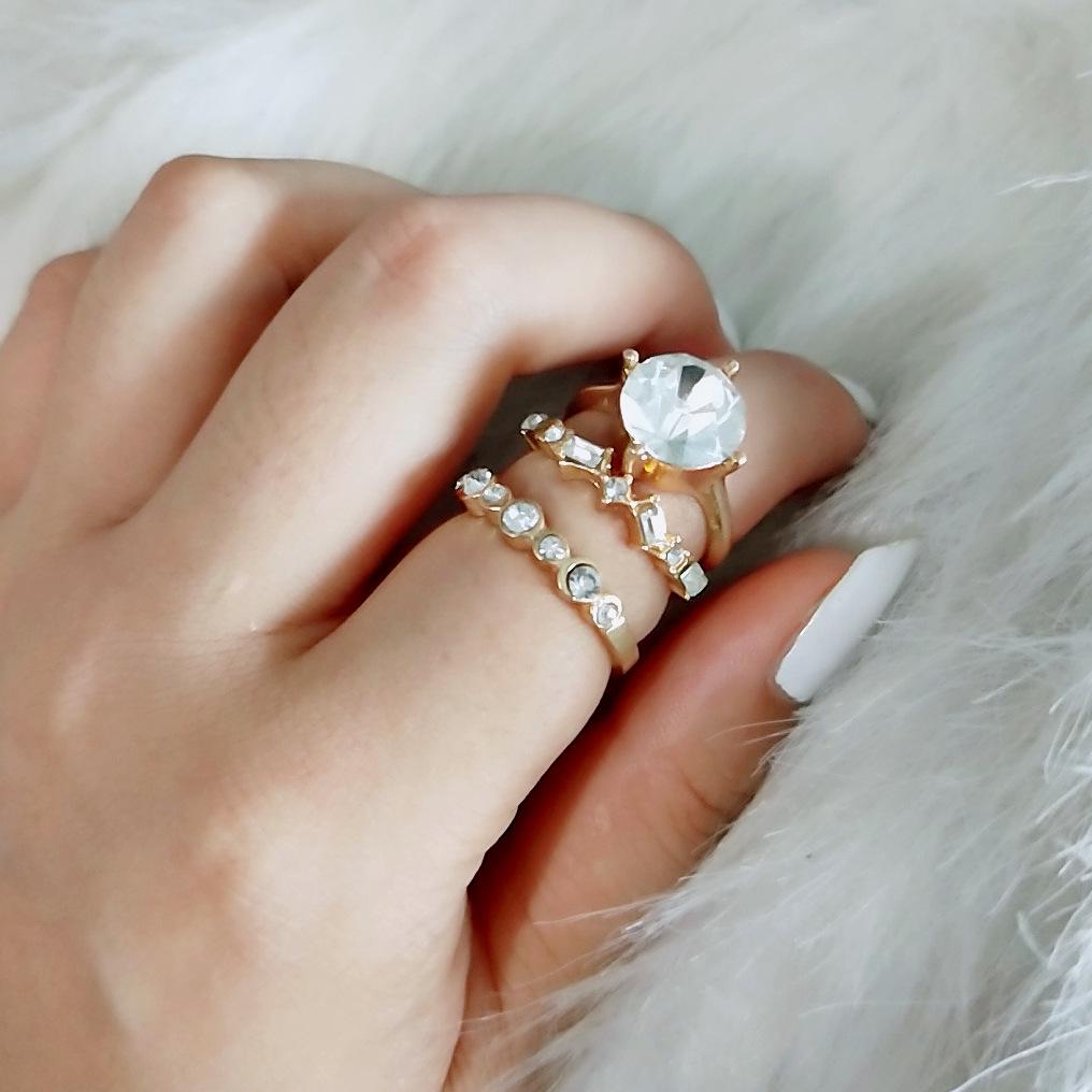 

Новое женское кольцо с микроинкрустацией из циркона, индивидуальное модное темпераментное кольцо, набор из 3 предметов