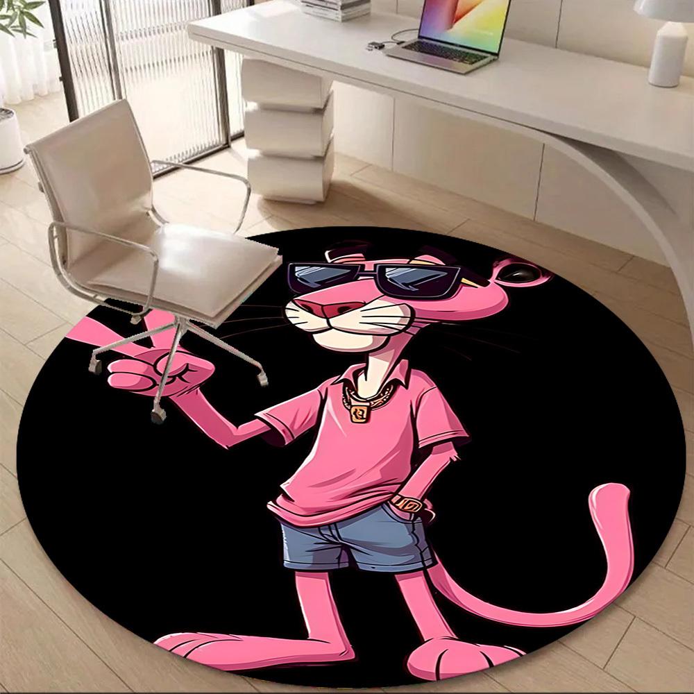 1PC Pink Panther Office Round Area Rug, Indoor Mat Suitable For Office, Under Office Chairs Bedroom Living Room Home Decor DT1212075