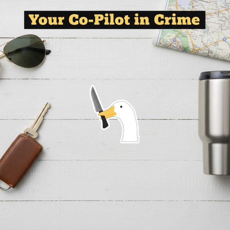 Funny Goose With Knife Car Sticker Cute Cartoon Waterproof Decal For Rearview Mirror, Helmet, Laptop