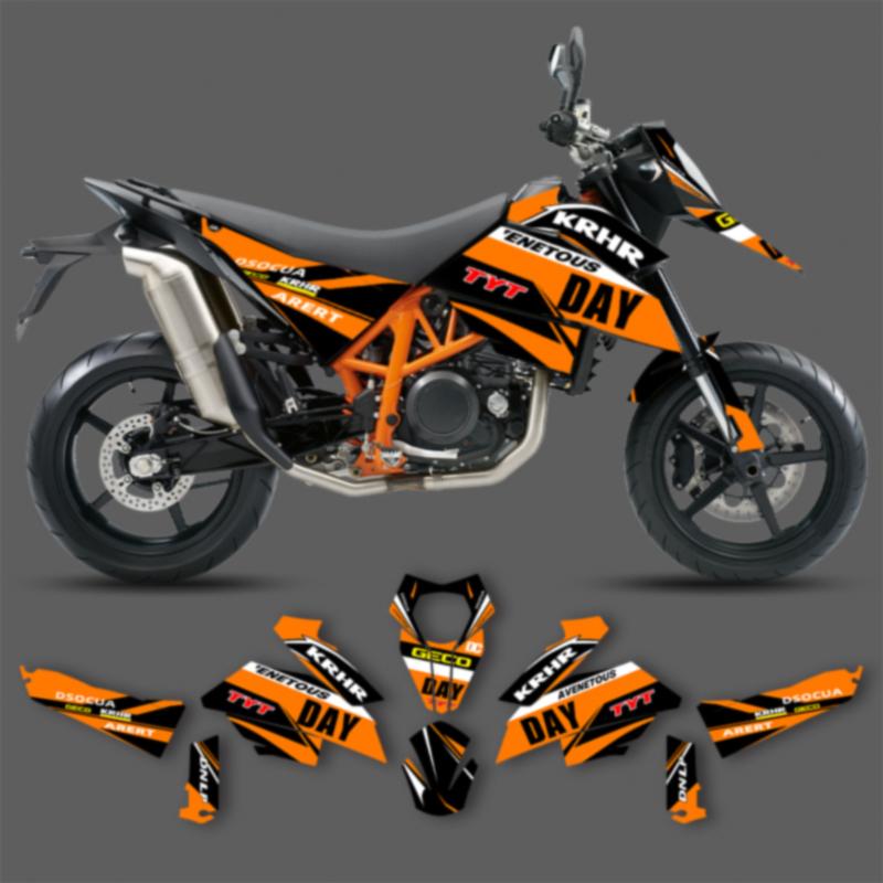 PowerZone Custom Graphics Stickers for KTM 2007-2011 SMR 690R SUPERMOTO Backgrounds Decals Racing Vinyl Sticker Kit