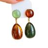 Asymmetric Drop Dangle Earrings Geometric Color Block Designs Resin for Women Vintage Fashion Gift Comfortable Wear