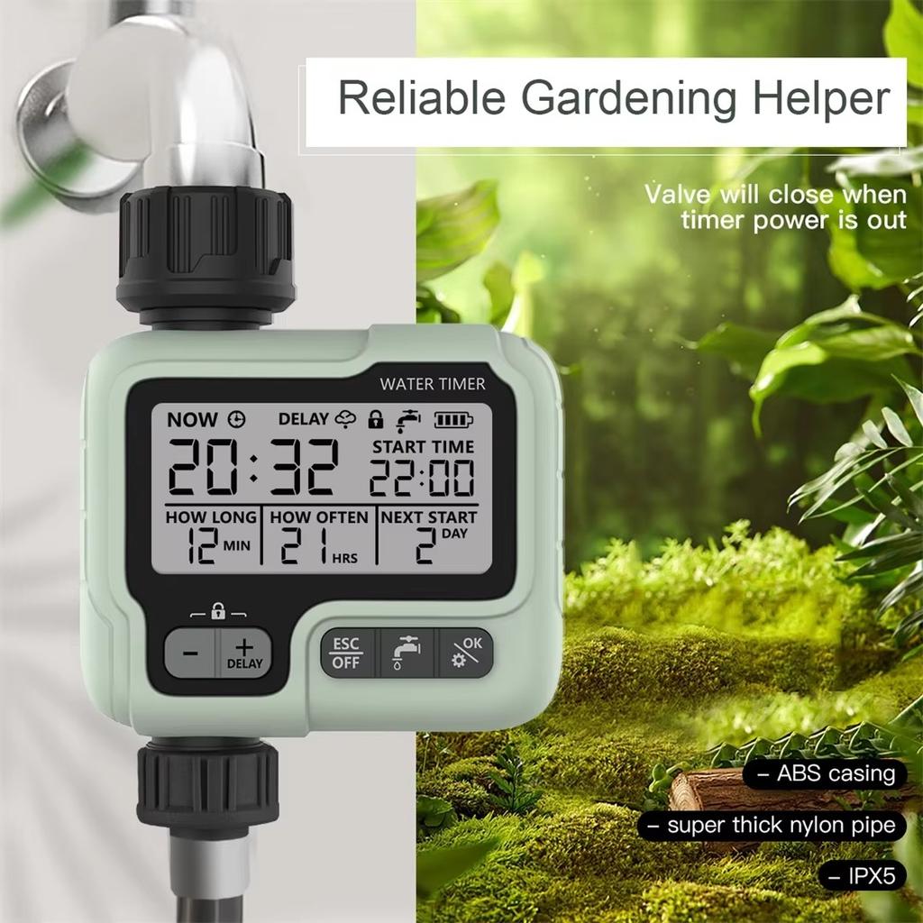 Smart Garden Water Timer/Automatic Irrigation System/LCD Display/360° Connector/Outdoor Drip Timer/IPX5 Waterproof
