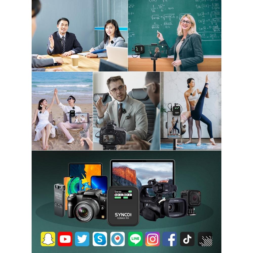 Pin Microphone Wireless, SYNCO G2(A2) MAX Approximately 24 hours of recording Noise cancellation Volume adjustment Mute YouTube video recordinglive st