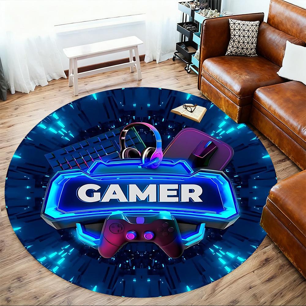 1pc Gamer Round Chair mat Area Rug - Non-Slip, Floor Mat for Office, Bedroom, and Indoor Decor c1125619