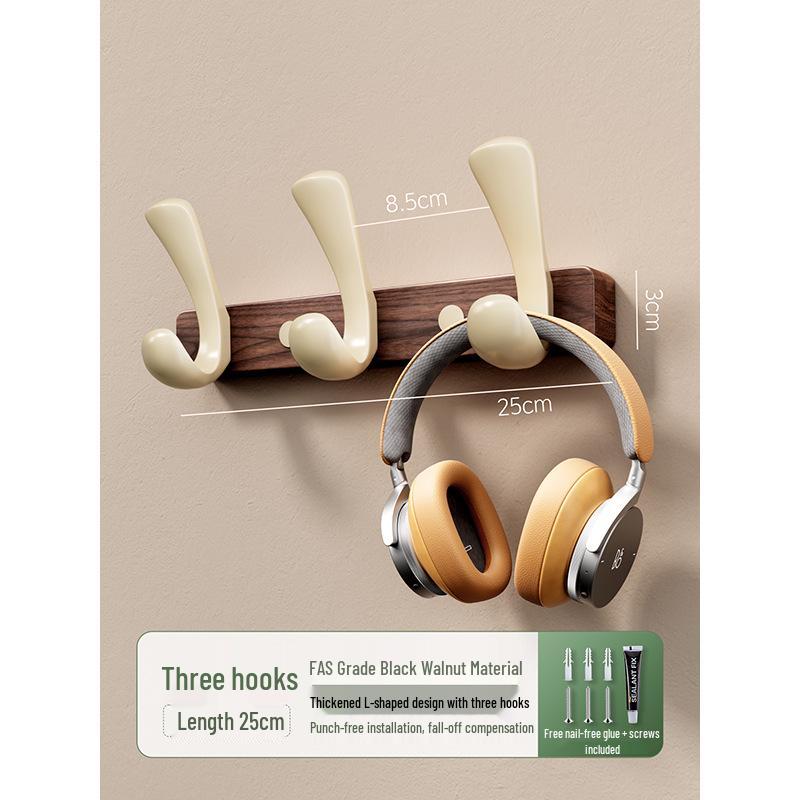 Merlot Walnut & Beech Coat Rack: Wall-Mounted Hook for Door or Hallway Entrance