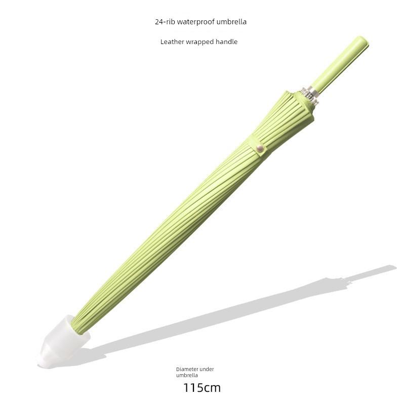 24-Rib Waterproof Umbrella, Double-Sized Reinforced Long-Handle Umbrella for Men, Wind-Resistant, Extra-Large Three-Person Straight Umbrella