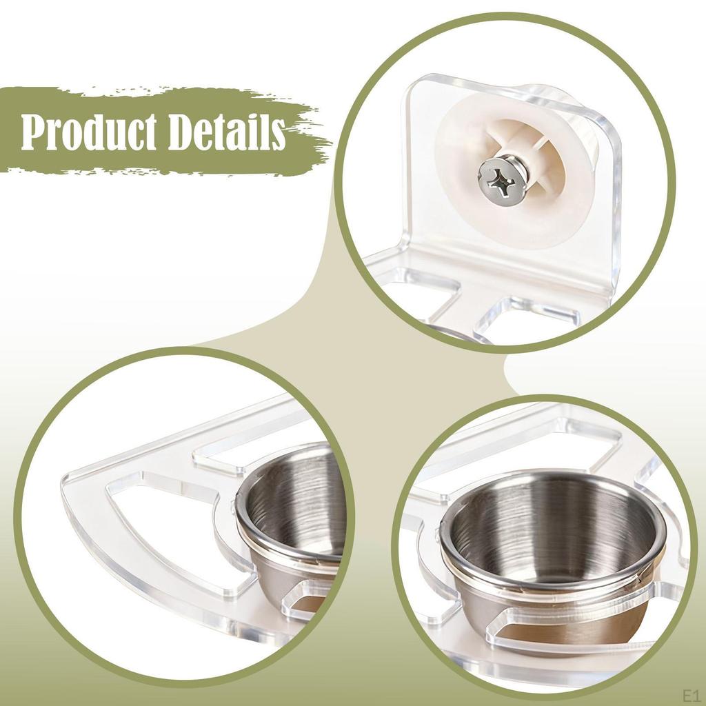 Bird Feeder for Cage Accessories Clear Easy To Clean Portable Acrylic Parakeet Food