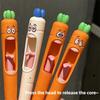 4Pcs Funny Carrot Press Type Black Quick Dry Gel Pen High Value Creative Stress Relief Writing Tool For Study Office School