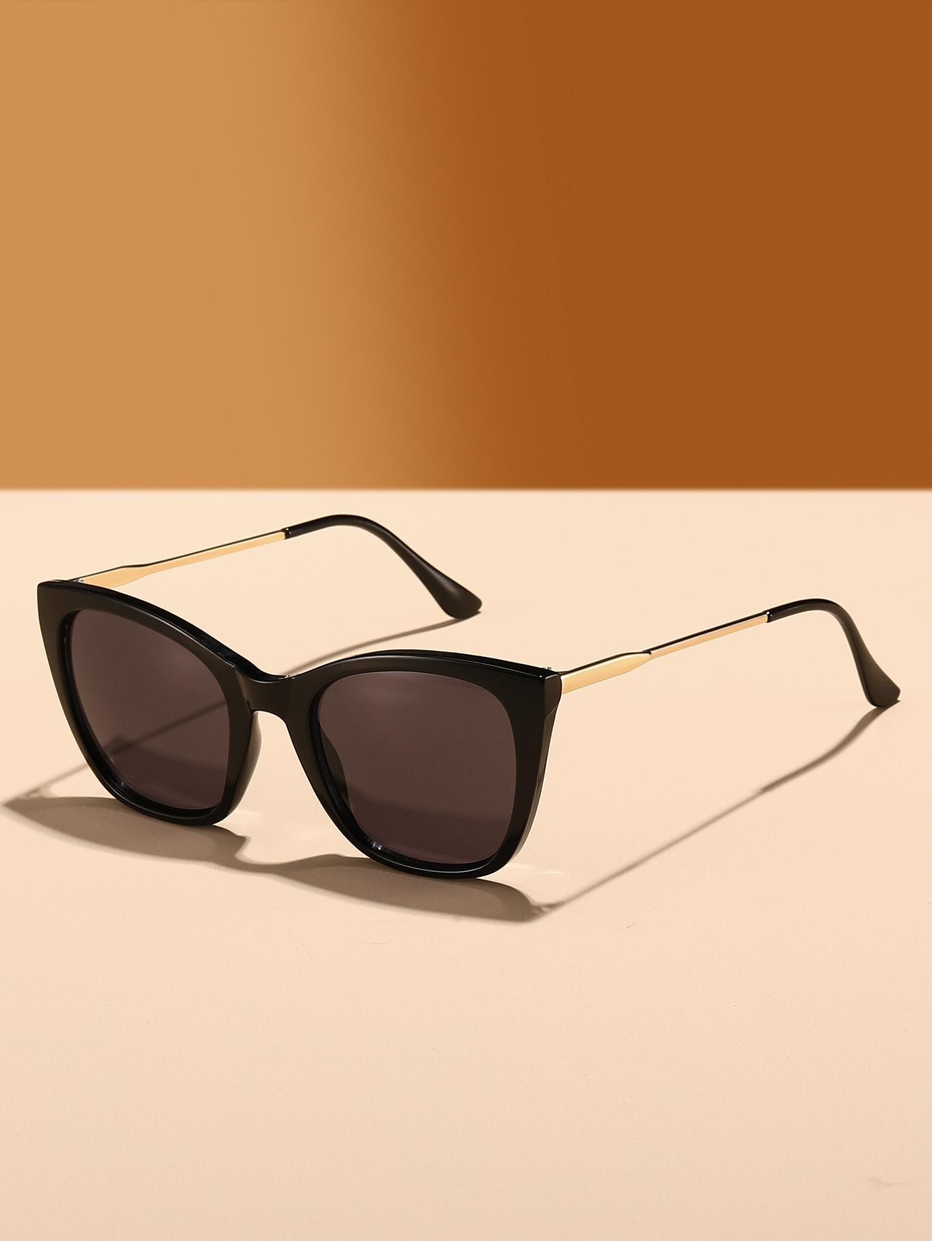 

1Pc New Cat Eye Women s Sunglasses Black and Gold Color-Block Design Uv Protection Commuting Street Style Photo Shoot Accessory