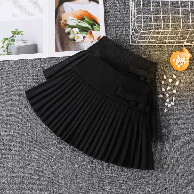 High-Waisted Woolen Skirt-Pants for Girls - Black/Gray A-Line Pleated, Autumn/Winter Thickened Collection