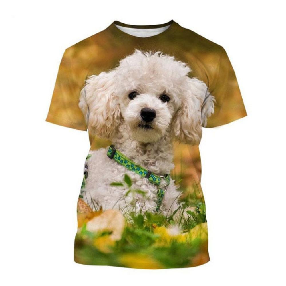 Kawaii Poodle Dog 3D Print Animal T-shirts Men Woman Fashion Streetwear Short Sleeve T Shirt Harajuku Tops Tees Kids Clothing