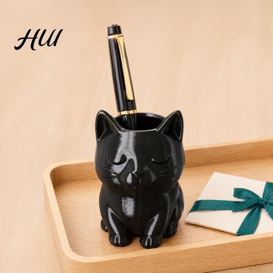 Cat Shaped Pencil Holder Pen Holder, Cute Kitty Desk Organizer for Stationery Storage, Large Healing Decor Capacity Stand Office Home, Creative