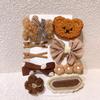 9Pcs/Set Korean Hair Clip Cute Plush Bear Knitting Hair Clips For Girls Bow Flower Hairpins Barrettes Kids Baby Hair Accessories