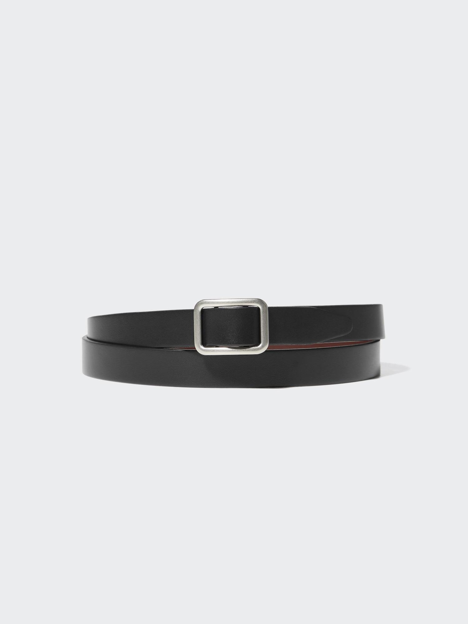 Uniqlo Япония Реверсивный узкий ремень без отверстий 09 BLACK/M