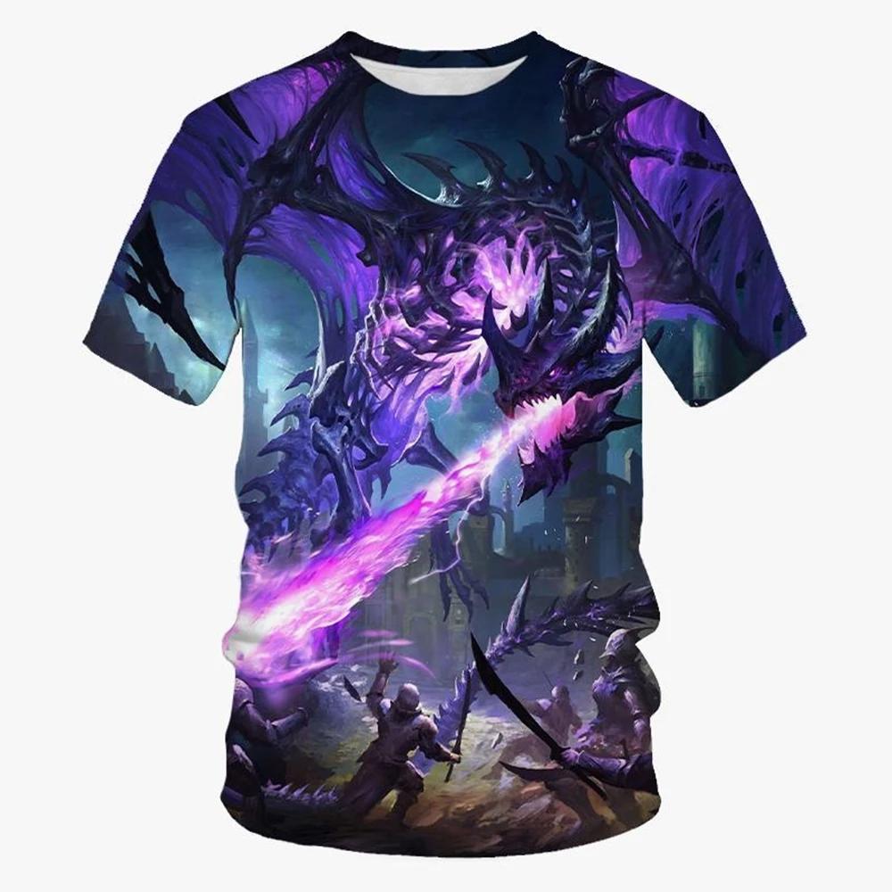 Summer New Cool 3d Dragon Printed Fashion Men's Round Neck Short Sleeve  Funny