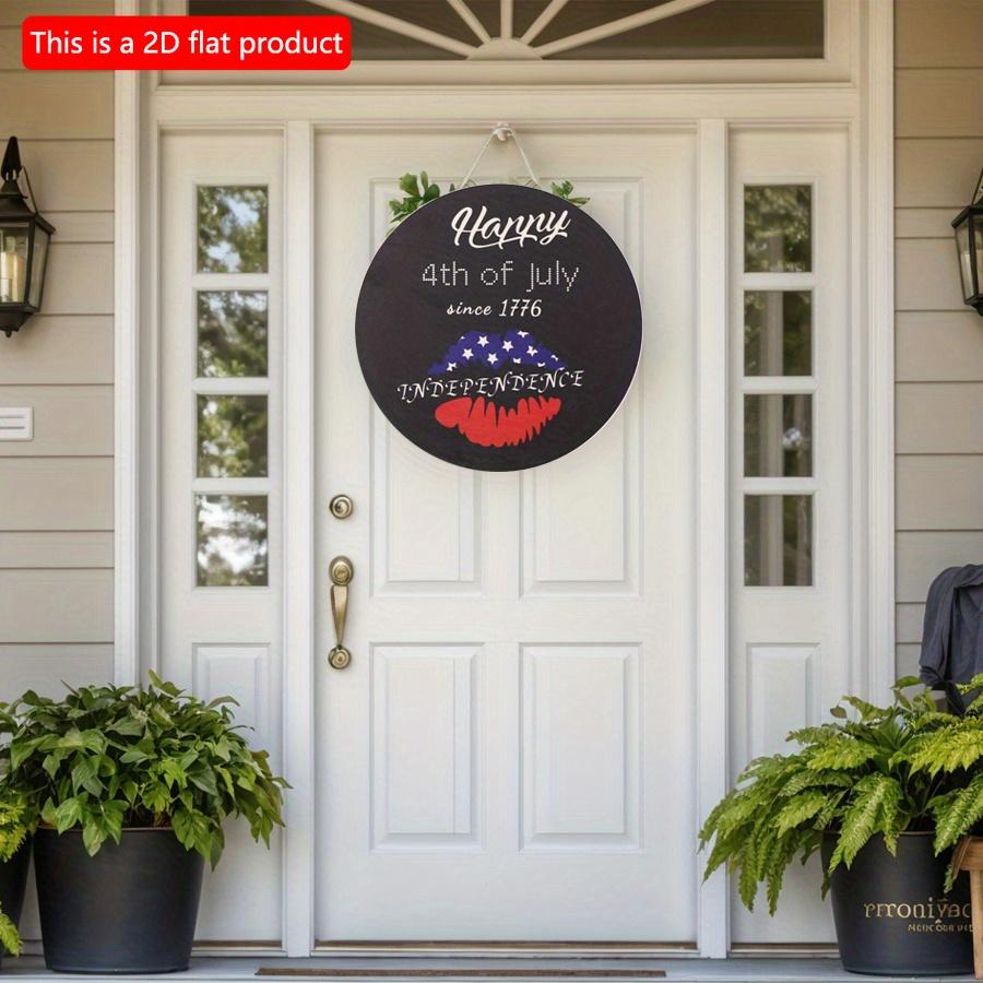 2D flat 20*20cm1pc Happy 4th of July Independence Day Theme Lips pattern wooden door pendant, Stars Symbol Patriotic Awesome Ornament for 4th of July