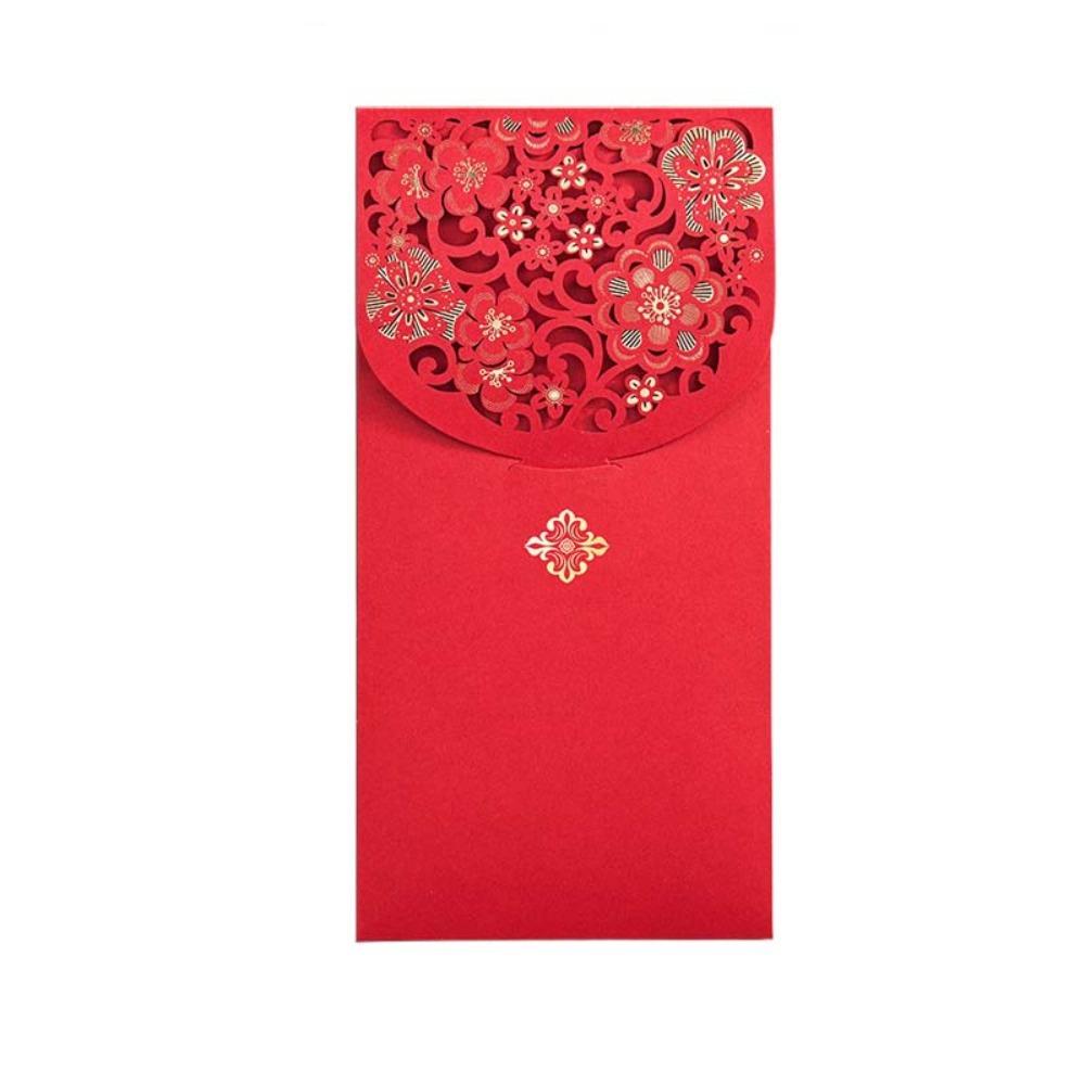 6pcs Laser Engraving Lucky Money Bag Hollow Red Packet Spring Festive Decoration HongBao  New Year