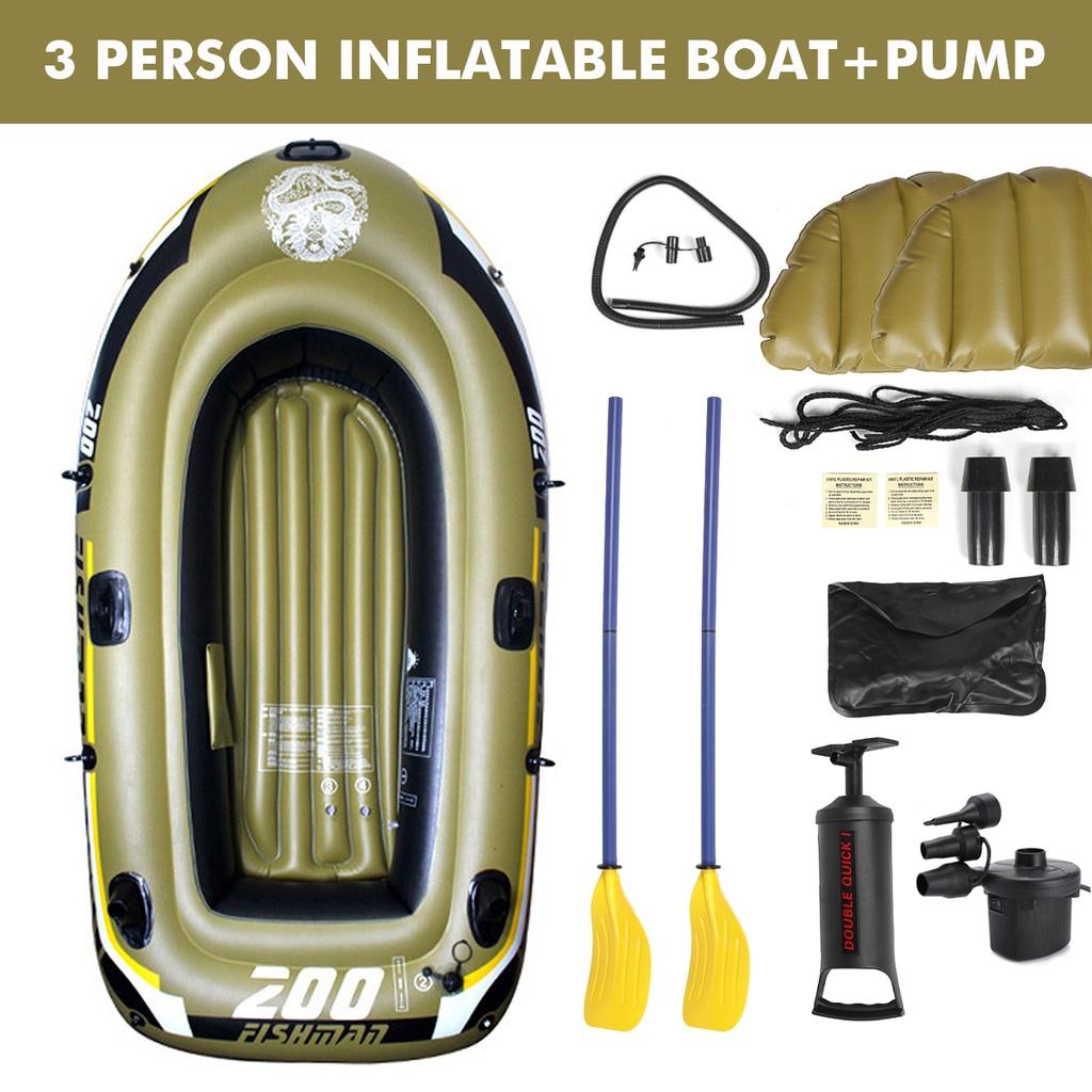 220V 2/3 Person Rowing Boats Summer Pool Water Sports Inflatable Boats PVC Water Floating Fishing River Boat Paddles Canoe Air Pump