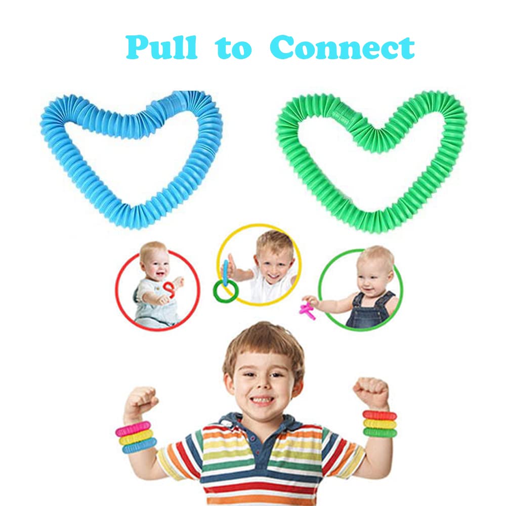 10/20/30 Pcs Pop Tubes, Fidget Tubes for Children and Adult Sensory Fidget Toy Set for Stress and Anxiety Relief Educational Toy
