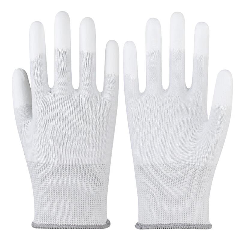 Maozheng Dipped Work Gloves, 10 Pairs, Nylon PU-Coated Anti-Static Repair Packaging Protective Gloves, Thin Style 9#