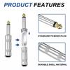 Uxcell 5pcs Inch Audio TS Plug Mono Male Plug Cable Connector TS Male Audio Cable Adapter for Guitars Inch Silver 1/4 6.35mm Speakers, Microphones,