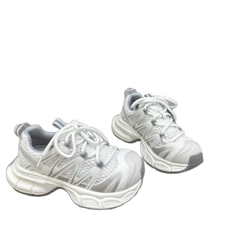 Cowhide Version~ Polished Platform Dad Shoes for Women's 2025 New Versatile Height-increasing Mesh Breathable Casual Sports Shoes