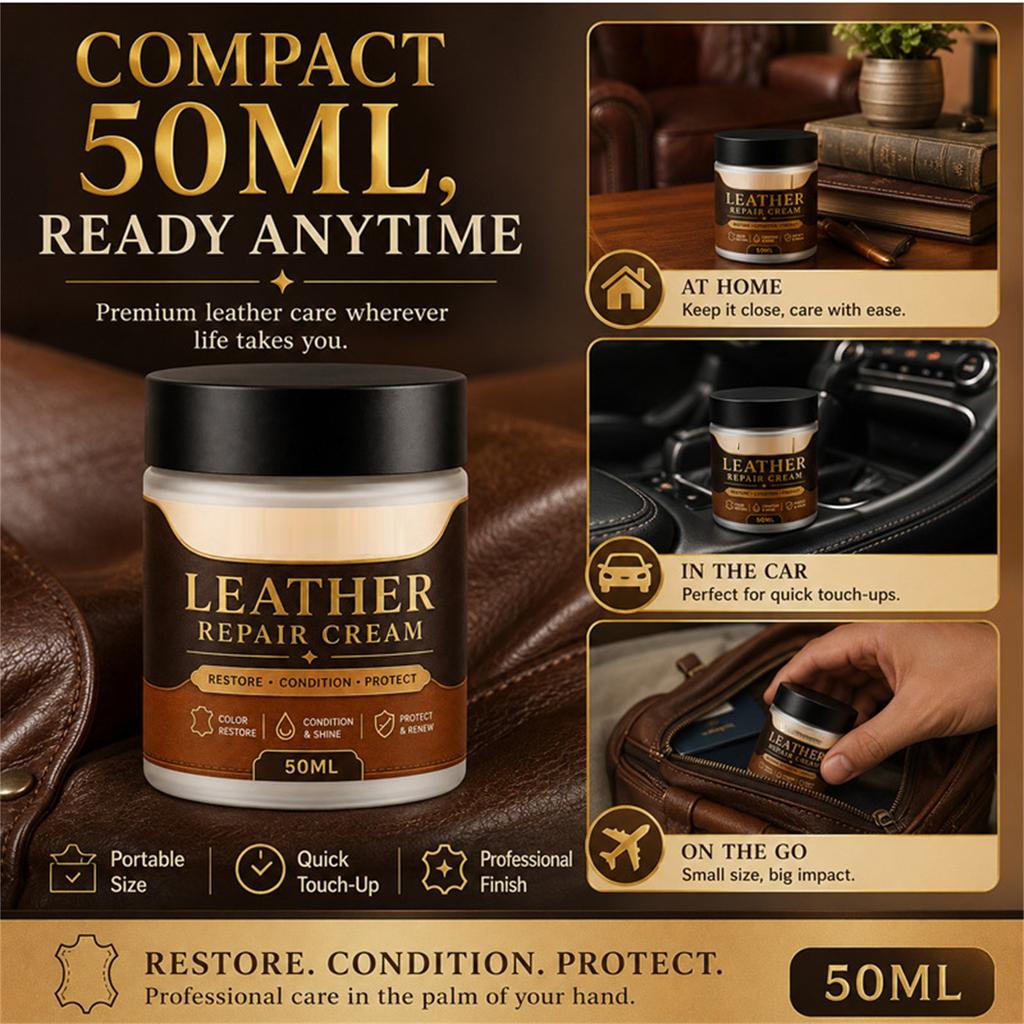 Brown Leather Cream - Color and Scratch for Car Seats, Furniture and Shoes