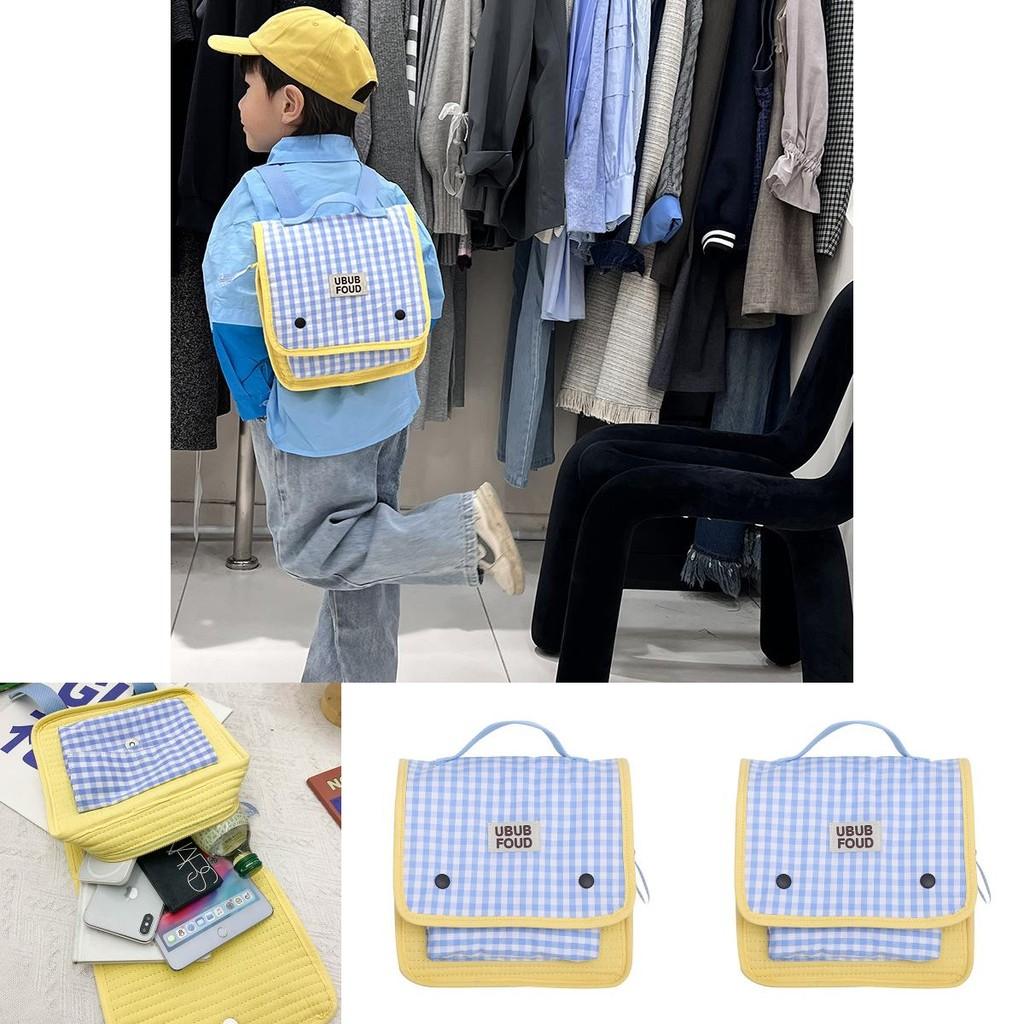 Simple Grid Pattern Letter Decoration Children Casual Backpacks For Kindergarten Kids