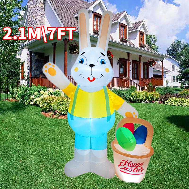 Multitypes Inflatable Toy Giant Rabbit Egg Happy Easter Inflated Model Decoration with LED Lights Bunny Outdoor Yard Bunny Decor