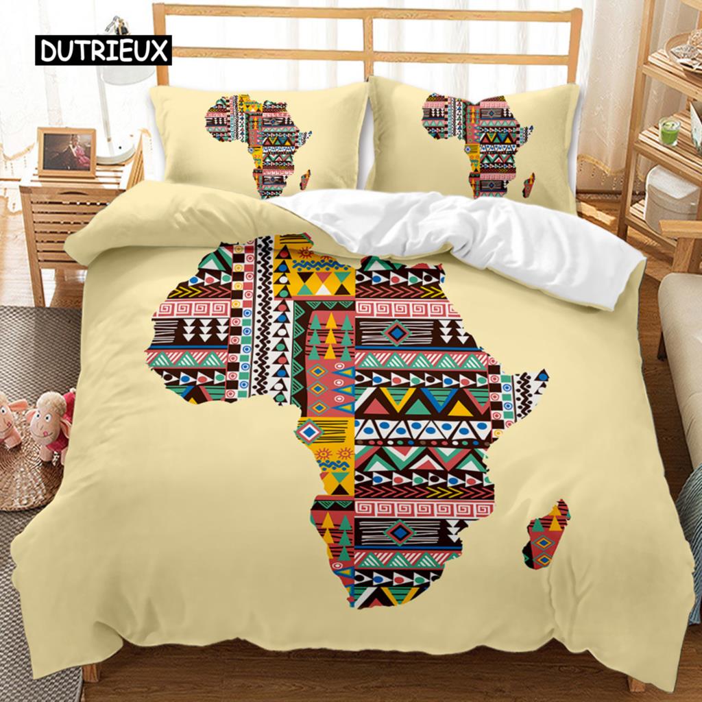 Afrikanischer Bettbezug Mikrofaser Ethnisch Afro Twin Bettwäscheset Afroamerikanische Bettdeckenhülle Orange Antike Wüste Steppdeckenbezug