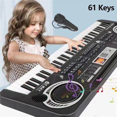 Profesionální elektronické piano 61 kláves Varhanní přenosná digitální klávesnice s mikrofonem Hudební nástroj Dospělí Děti Hračky Dárky
